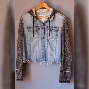 Mossimo Supply Women's Cropped Denim Hoodie Jacket
